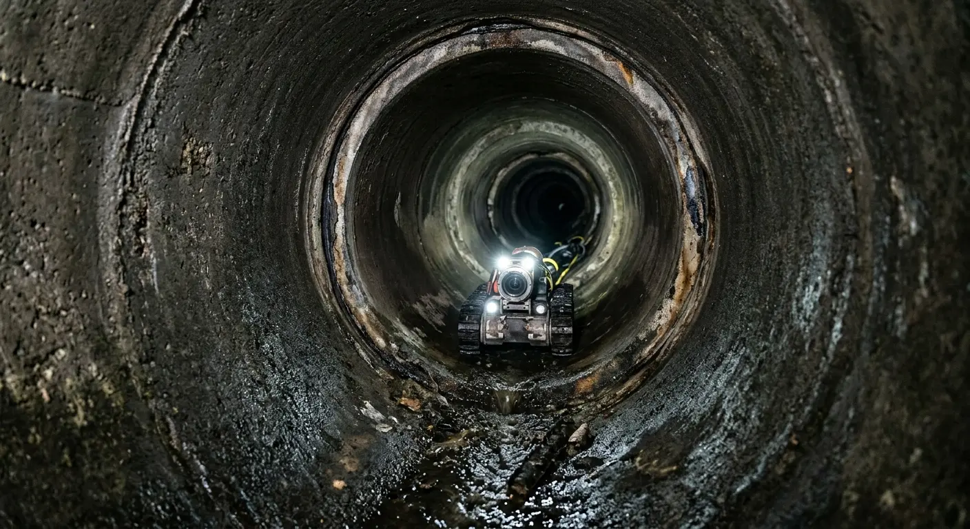 Robotic sewer camera inspecting pipe interior for Sewer Line Repair in Sierra Vista