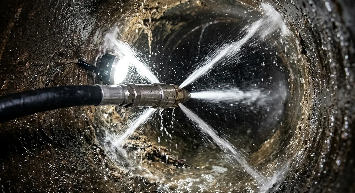 High-pressure hydro jetting nozzle cleaning sewer pipe for Trenchless Sewer Repair in Sierra Vista